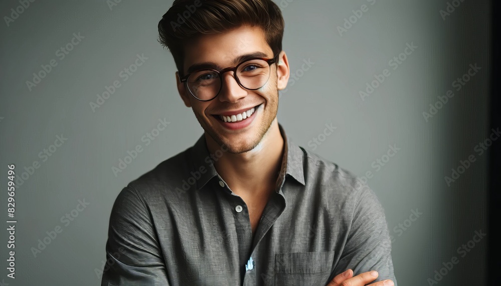Fototapeta premium Smiling Young Man with Glasses