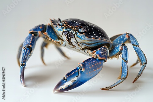 A blue crab on a white background  high quality  high resolution
