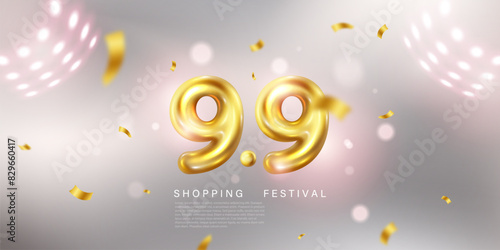 9.9famous brands, text for Marketing Banner Vector illustration