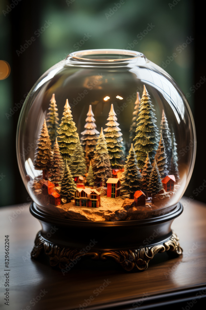Enchanting Snow Globe Christmas Village Decoration
