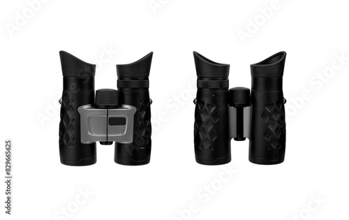 Modern binoculars. An optical instrument for observation at long distances. Isolate on a white back.