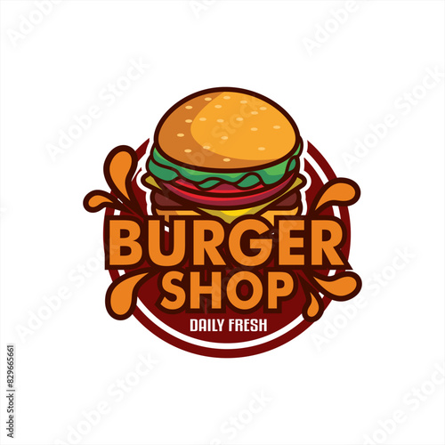 Burger logo Illustration sticker emblem label design premium Modern logo