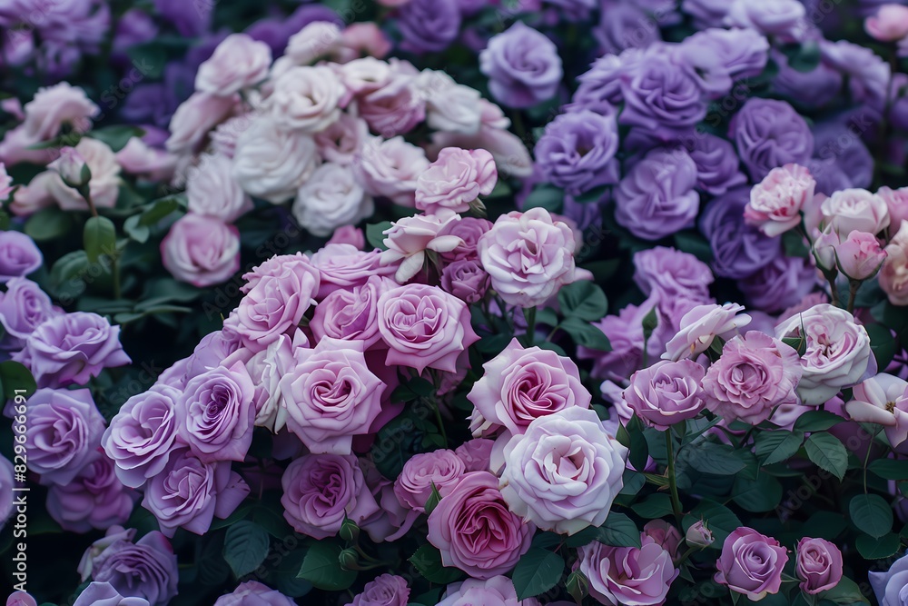 A bush of roses in various vibrant colors A bush of roses in various vibrant colors