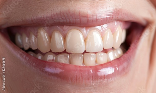 close up of woman's mouth with healthy teeth and pink lips