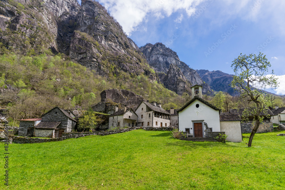 Sabbione Village view in Val Bavona of Switzerland Sabbione Village view in Val Bavona of Switzerland