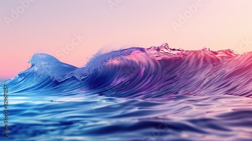 An abstract wave with gradient colors transitioning from blue to pink