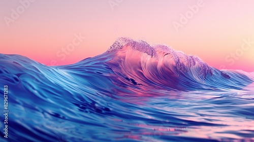 An abstract wave with gradient colors transitioning from blue to pink