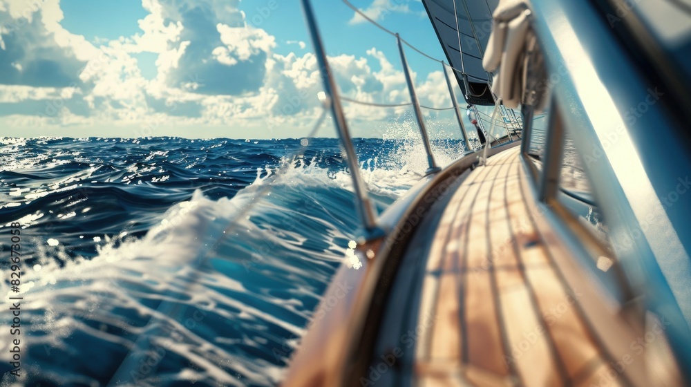 A peaceful view of the ocean from a sailboat. Suitable for travel brochures A peaceful view of the ocean from a sailboat. Suitable for travel brochures