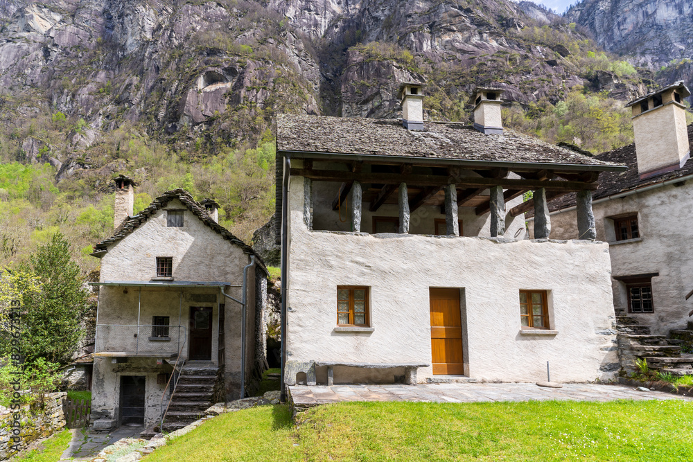 Sabbione Village view in Val Bavona of Switzerland Sabbione Village view in Val Bavona of Switzerland