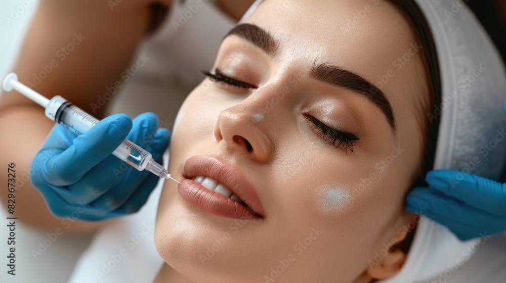 A woman receiving medical injection, suitable for healthcare concepts A woman receiving medical injection, suitable for healthcare concepts