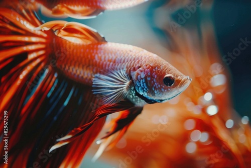 Close up of a fish in a tank, ideal for aquarium or pet shop concept