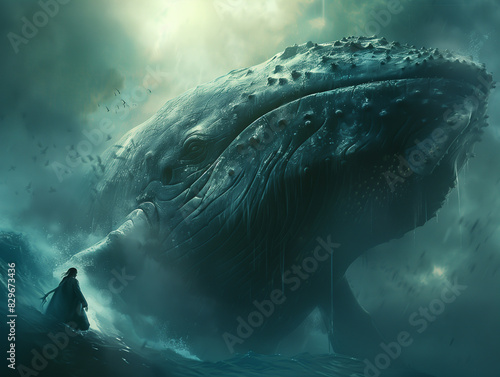 A cinematic and Dramatic portrait image for whale