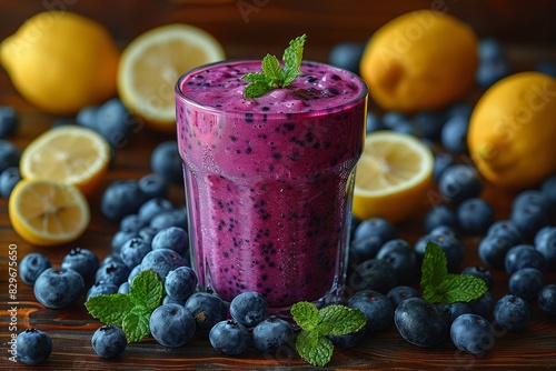 Wallpaper Mural Lemon Blueberry Smoothie - Light purple with lemon zest and blueberries.  Torontodigital.ca