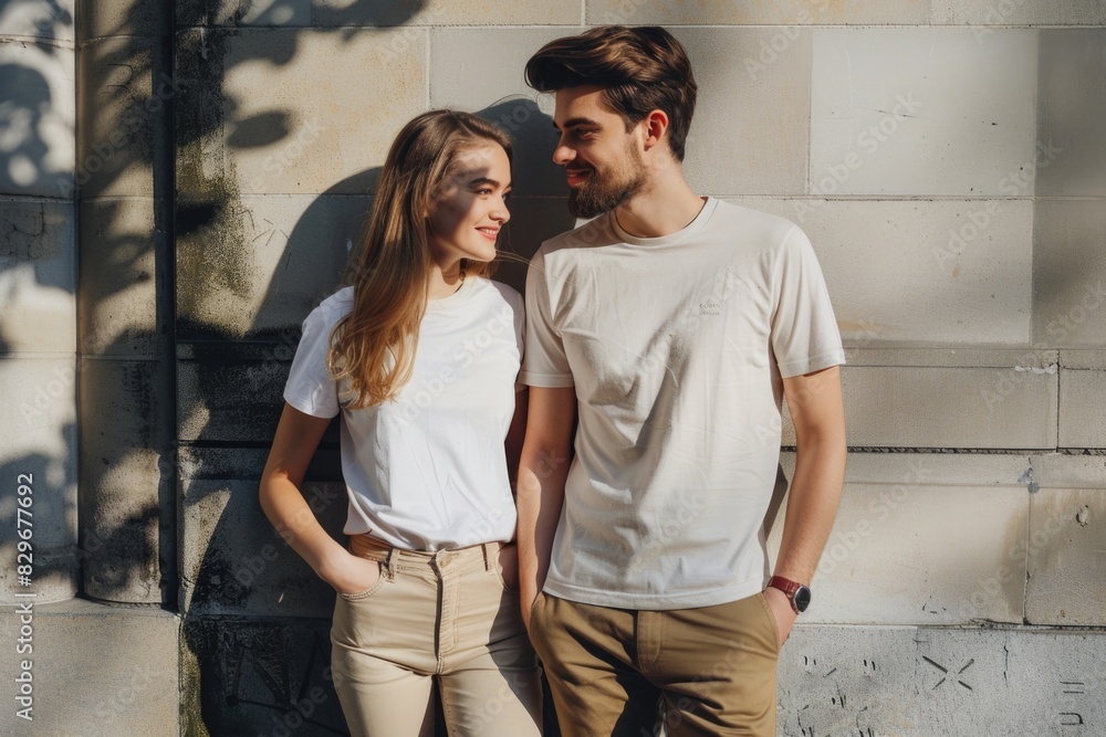 A man and a woman standing next to each other. Suitable for various concepts and designs A man and a woman standing next to each other. Suitable for various concepts and designs