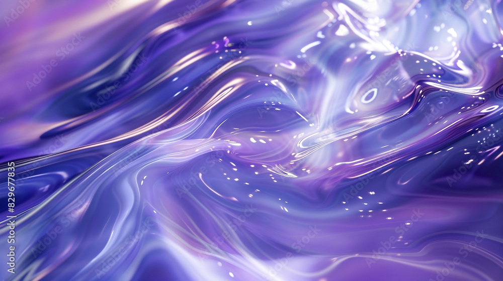 A dreamlike abstraction of glossy liquid waves in shades of sapphire and lilac, illuminated by radiant beams of light. A dreamlike abstraction of glossy liquid waves in shades of sapphire and lilac, illuminated by radiant beams of light.