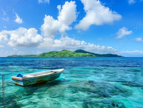  Idyllic Maldives Island Getaway - Stunning Turquoise Waters, Lush Tropical Landscape, Serene Blue Skies, Traditional Wooden Boat, Summer Dream Vacation, 4K Wallpaper © Da