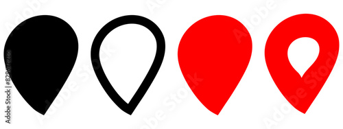 Geo Location icon set, hand drawn map pin place markers. location pointer icon symbol in cartoon style. Red Location pin icon, Navigation sign