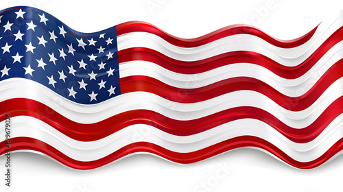 Closeup of American flag on plain background American flag on a wooden texture table and space for text, Generative AI