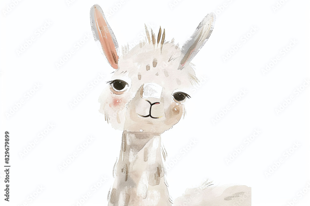 Naklejka premium Watercolor Llama with Artistic Flair
