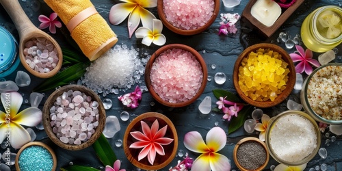 Sea of Serenity: A Table Brimming With an Array of Luxurious Bath Salts