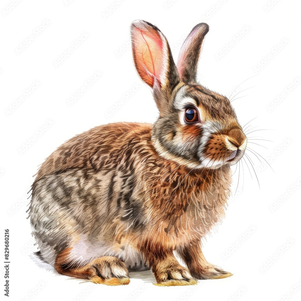Obraz premium Ultra realistic watercolor style illustration of beautiful rabbit, high detailed, isolated on white