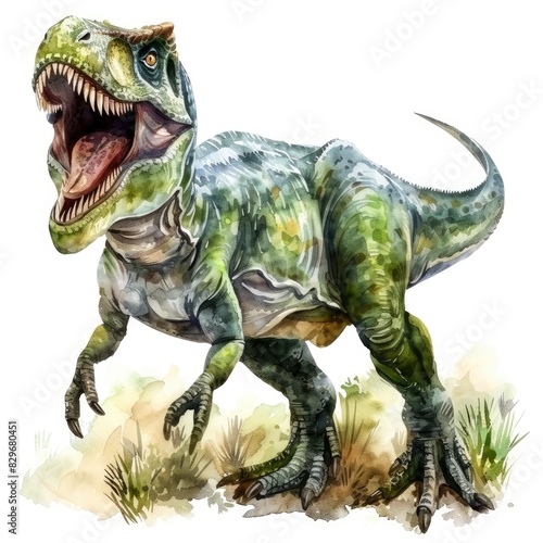 Ultra realistic watercolor style illustration of beautiful dinosaur  high detailed  isolated on white