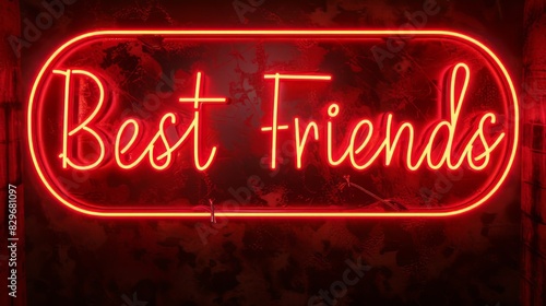 Neon Lamp with Best Friends Letters Shining Brightly on Aesthetic Black Background