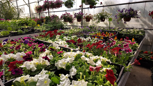 Plants in a flower nursery garden center.