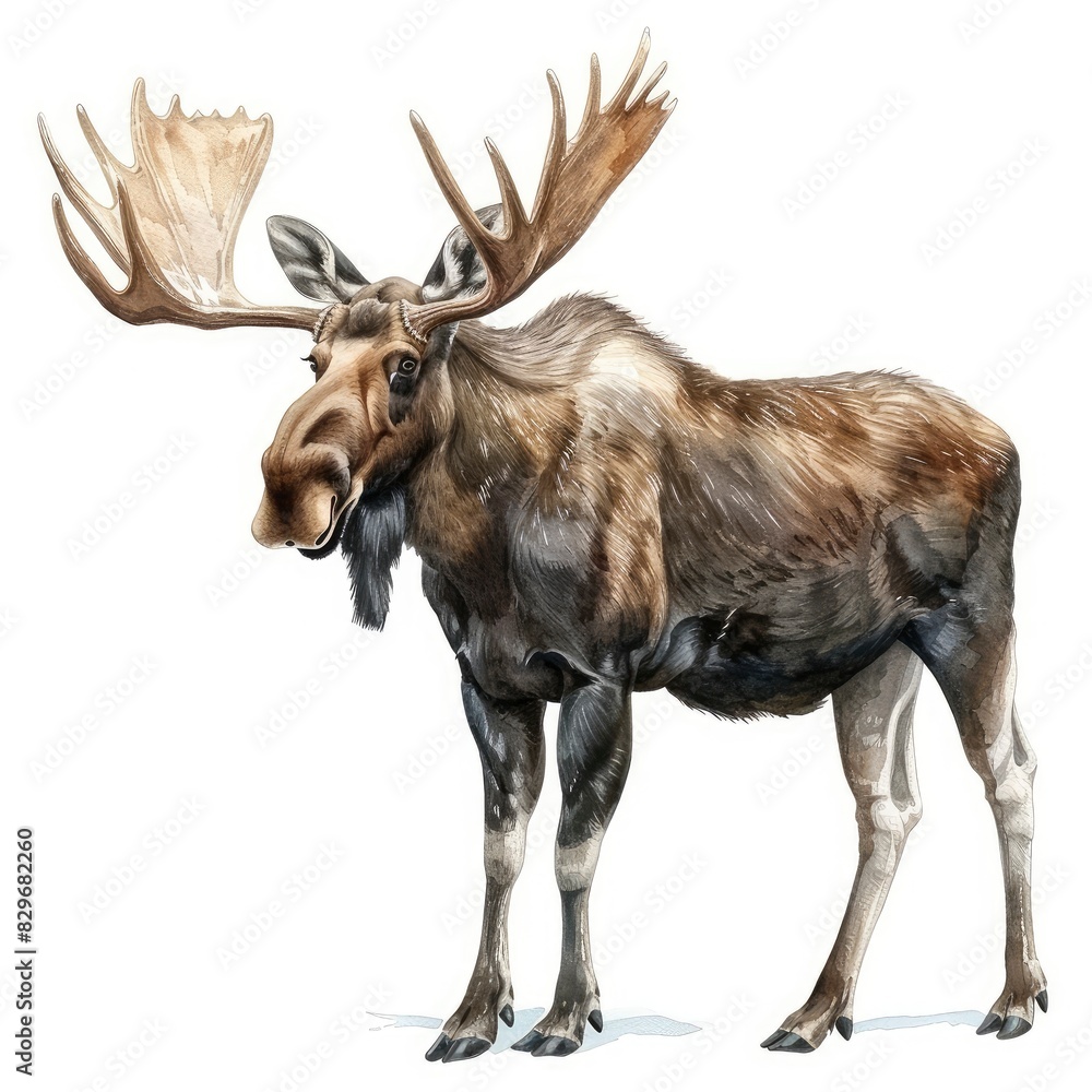 custom made wallpaper toronto digitalUltra realistic watercolor style illustration of beautiful moose, high detailed, isolated on white
