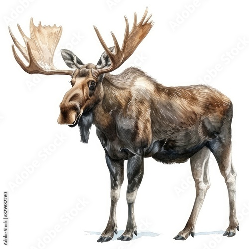 Wallpaper Mural Ultra realistic watercolor style illustration of beautiful moose, high detailed, isolated on white Torontodigital.ca