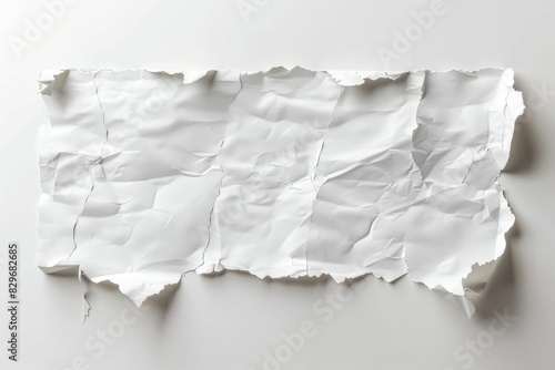 A piece of torn paper on a white surface, suitable for various design projects