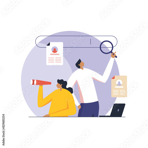 Human resource team searching for talent or head hunter, Business team review job applicant's resume