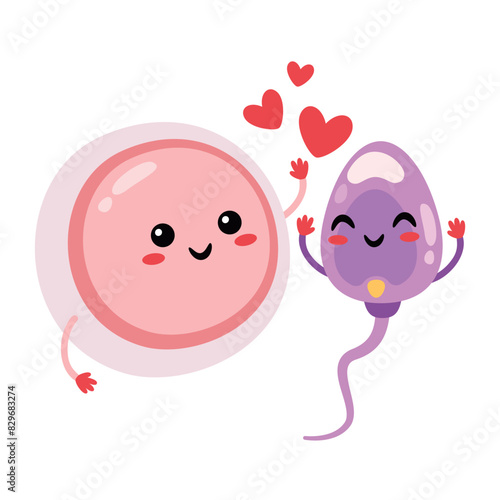 Cartoon Sperm And Ovum Characters