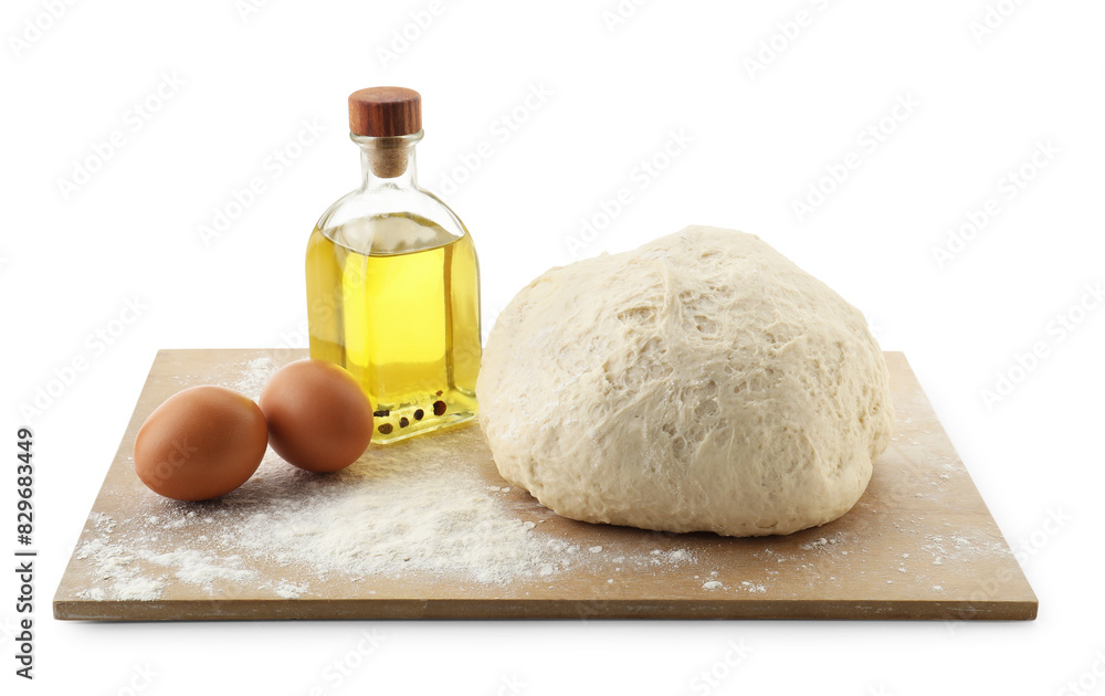 Raw dough and ingredients isolated on white Raw dough and ingredients isolated on white