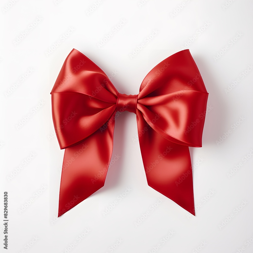 Red bow on white background. Generative AI. Red bow on white background. Generative AI.