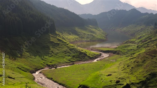 Mountain river nearby Yawu Lake under the Wawu Mountain, in Meishan City of southwest China’s Sichuan Province photo