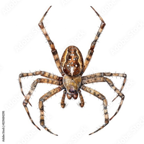 Ultra realistic watercolor style illustration of beautiful spider, high detailed, isolated on white