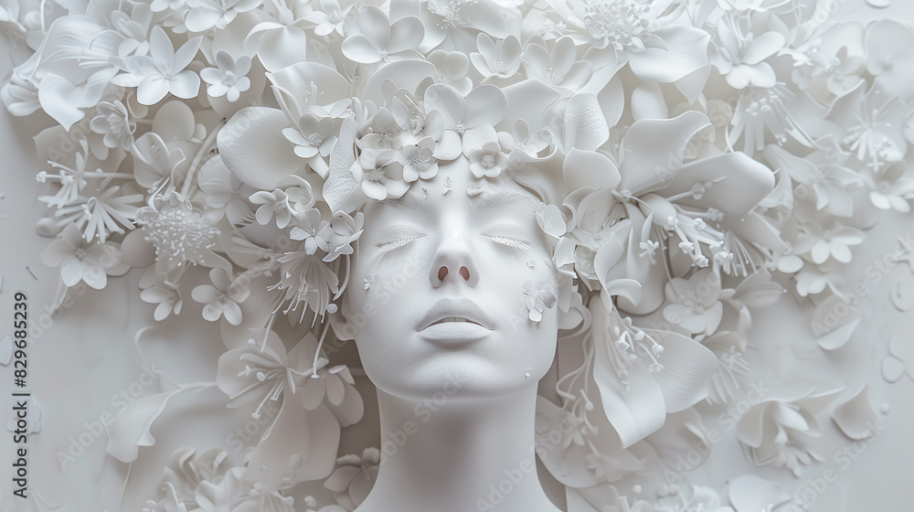 white face with white flora white face with white flora