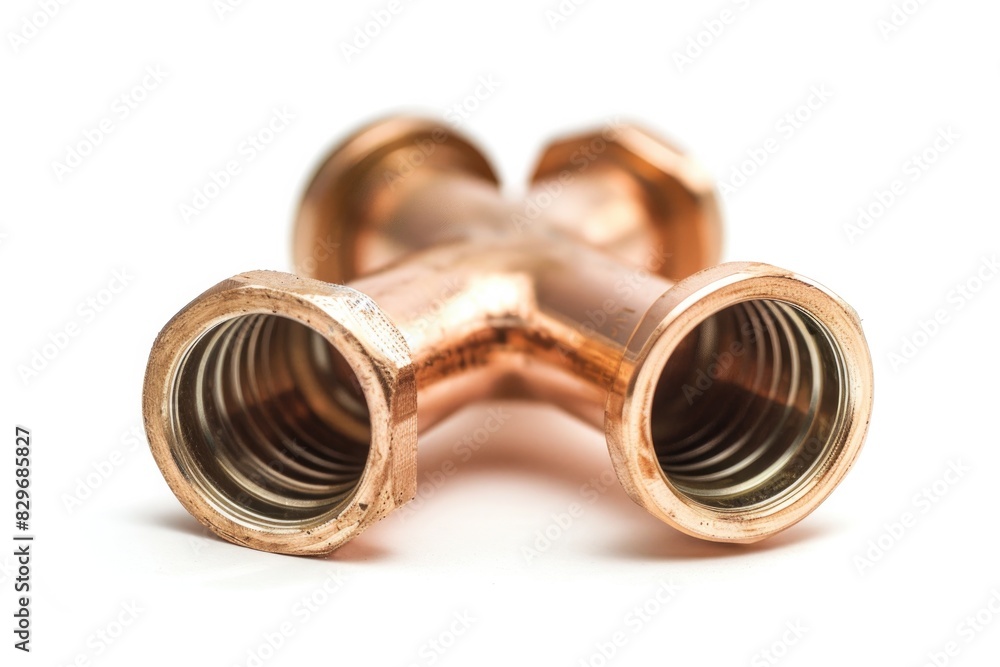 Copper Fitting. Isolated 15mm Tee for Tree Branch Connection Copper Fitting. Isolated 15mm Tee for Tree Branch Connection