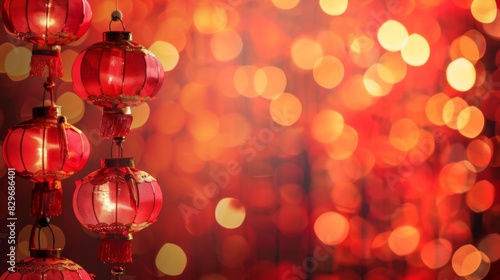 Chinese red lantern in the night of Chinese New Year of happiness