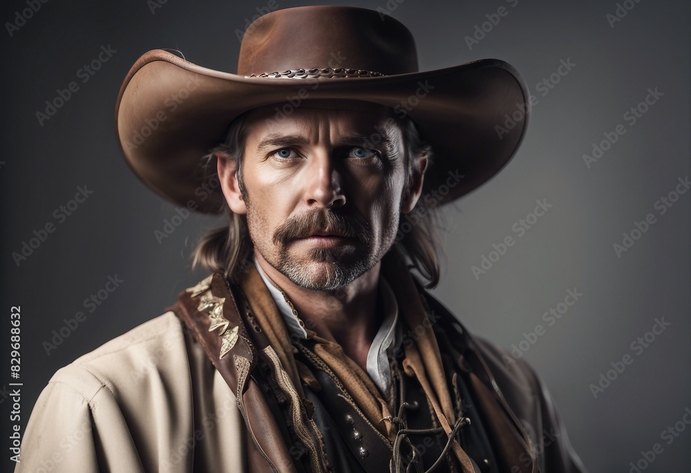 Portrait of wild west sheriff with traditional clothes, isolated white background
Portrait of wild west sheriff with traditional clothes, isolated white background