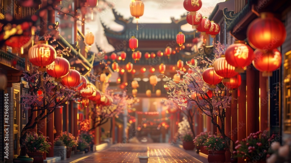 Chinese red lantern in the night of Chinese New Year of happiness Chinese red lantern in the night of Chinese New Year of happiness