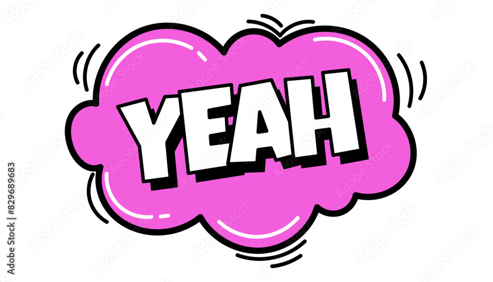 Pow comic bubble. Sound dialogue speech bubbles with word - Yeah. Pop art expression in bright color and black outline. Pow comic bubble. Sound dialogue speech bubbles with word - Yeah. Pop art expression in bright color and black outline.