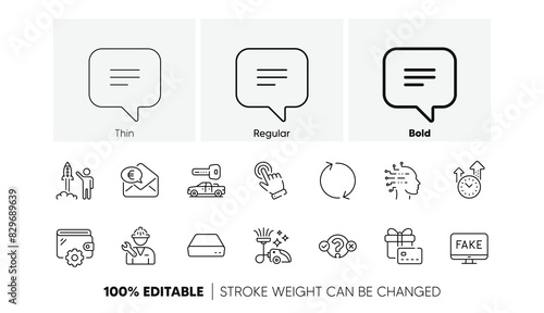 Artificial intelligence, Wallet and Fake news line icons. Pack of Refresh, Car key, Mini pc icon. Cursor, Repairman, Quiz test pictogram. Euro money, Time management, Gift card. Line icons. Vector