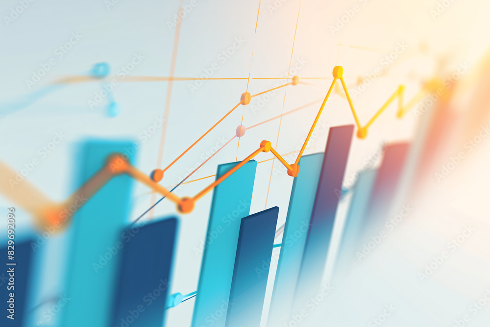 business data chart with various rising bars and line graphs representing financial growth and statistical analysis business data chart with various rising bars and line graphs representing financial growth and statistical analysis