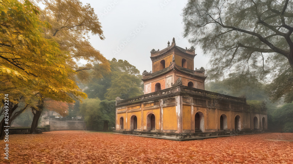 Obraz premium Ancient architectural structure of historical civilization, famous cultural monument of tourism and travel.