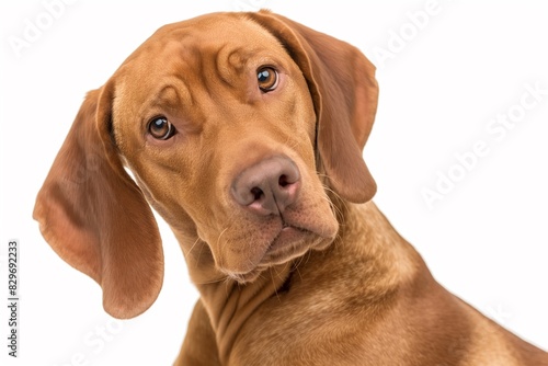 Wallpaper Mural In a studio photo, a friendly Hungarian Vizsla dog is captured pulling a funny face, radiating charm and playfulness. This portrait perfectly captures the lovable and humorous nature of the dog.  Torontodigital.ca