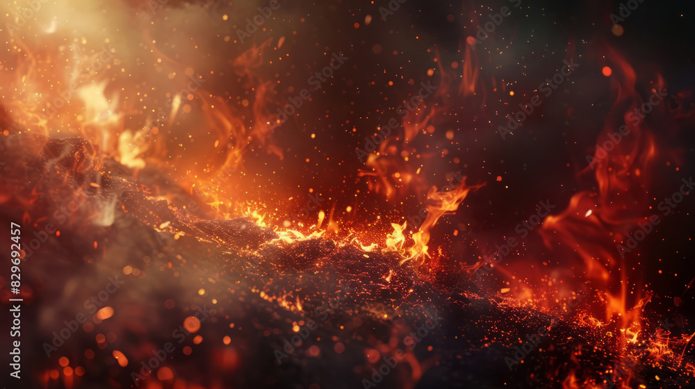 Intense forest wildfire engulfing the landscape in flames Intense forest wildfire engulfing the landscape in flames