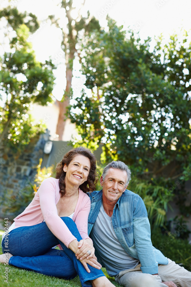 Park, portrait and mature couple on grass for picnic date with love, care and bonding together. Nature, happy marriage and garden with people and relax in summer with travel trip and vacation Park, portrait and mature couple on grass for picnic date with love, care and bonding together. Nature, happy marriage and garden with people and relax in summer with travel trip and vacation