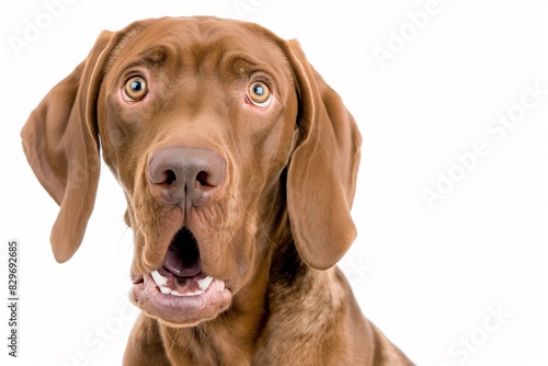 Wallpaper Mural In a studio photo, a friendly Hungarian Vizsla dog is captured pulling a funny face, radiating charm and playfulness. This portrait perfectly captures the lovable and humorous nature of the dog.  Torontodigital.ca